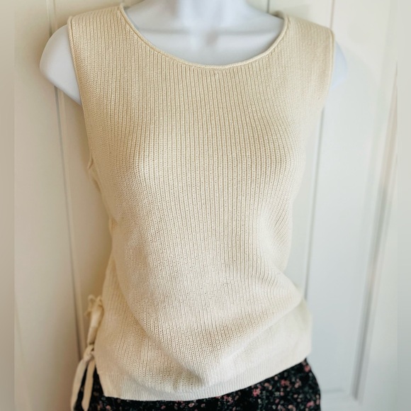 Madewell Balletcore Knit Double Side Bow Tie Cream Tank Top Sz Small NWOT - Picture 3 of 8